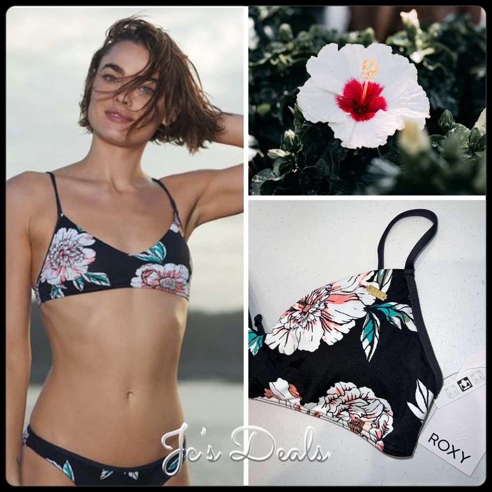 🌺 Roxy floral surf love athletic bralette bikini top 🌺